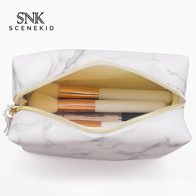 Bolso cosmético de cuero de mármol blanco de Brushe del maquillaje de la PU de la promoción de los espacios en blanco del bolso