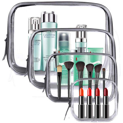 4 PC impermeabilizan el PVC Zippered el artículo de tocador Carry Portable Makeup Organizer Bag