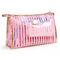 Bolso cosmético del PVC de la raya del modelo de la novia rosada del almacenamiento