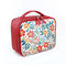 Bolso cosmético del viaje con el bolso portátil rojo del maquillaje del compartimiento floral de la cremallera
