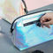 La PU Zippered portátil cubre el bolso con cuero cosmético olográfico